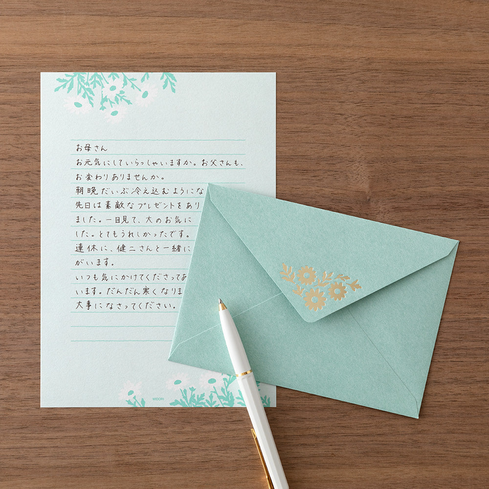Midori Letterpress Briefset Flowers