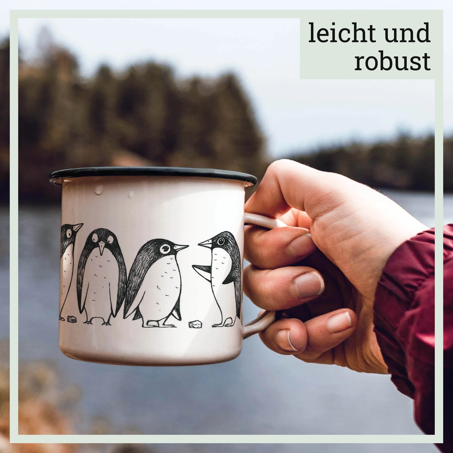 Ligarti Emaillebecher Pinguin Love Story