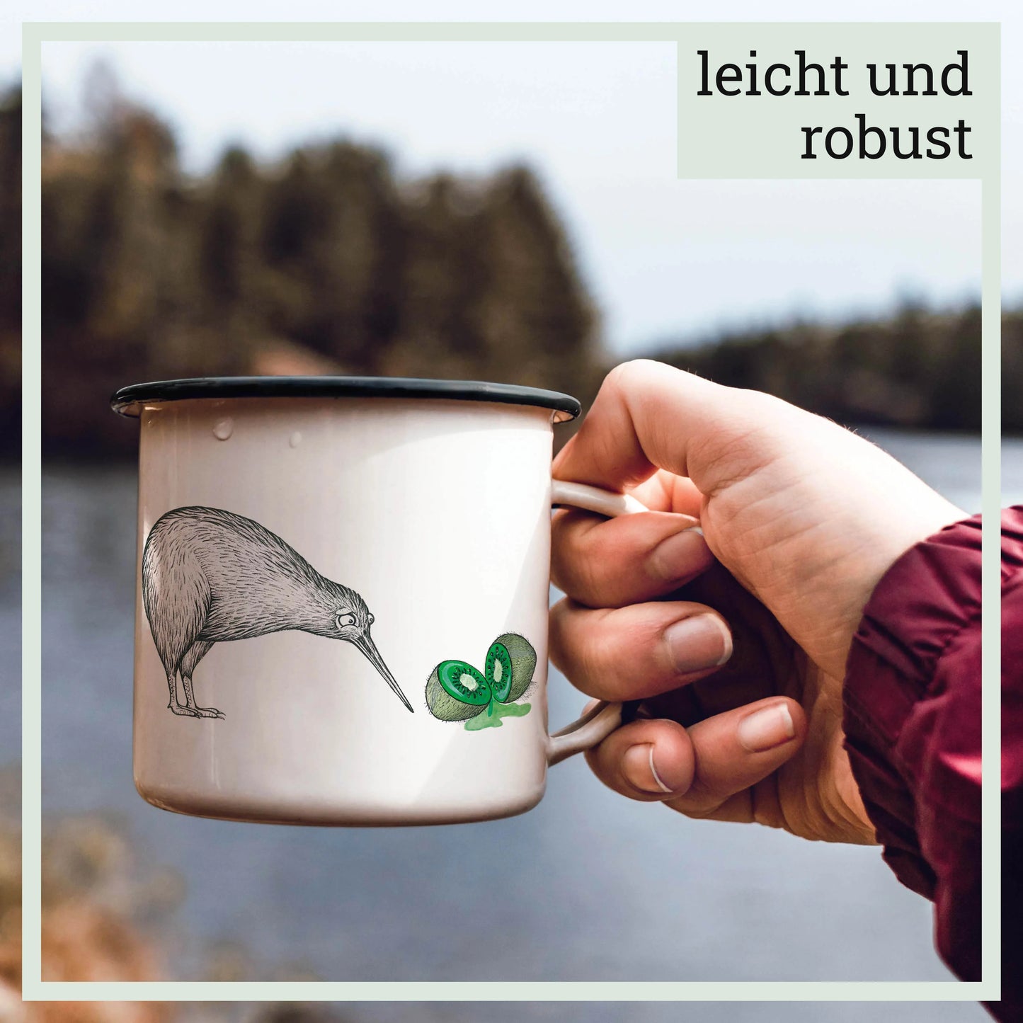 Ligarti Emaillebecher Zwei Kiwis